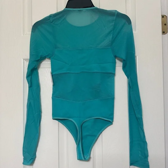 Free People All An Illusion Turquoise Bodysuit - Size XS / S - Picture 7 of 11